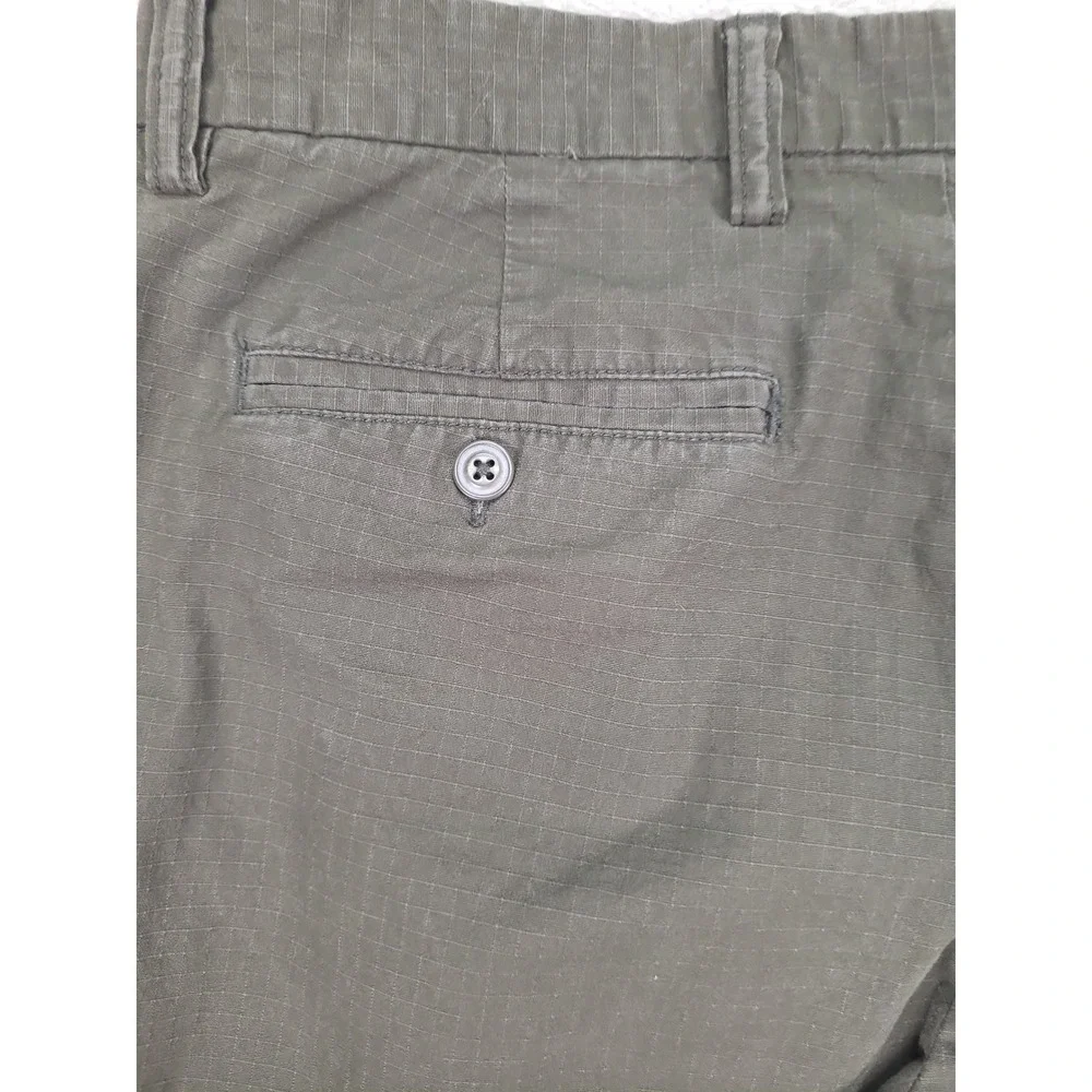 Old Navy Ultimate Slim Chino Pants Mens 34x34 Olive Green Grid Ripstop Trousers